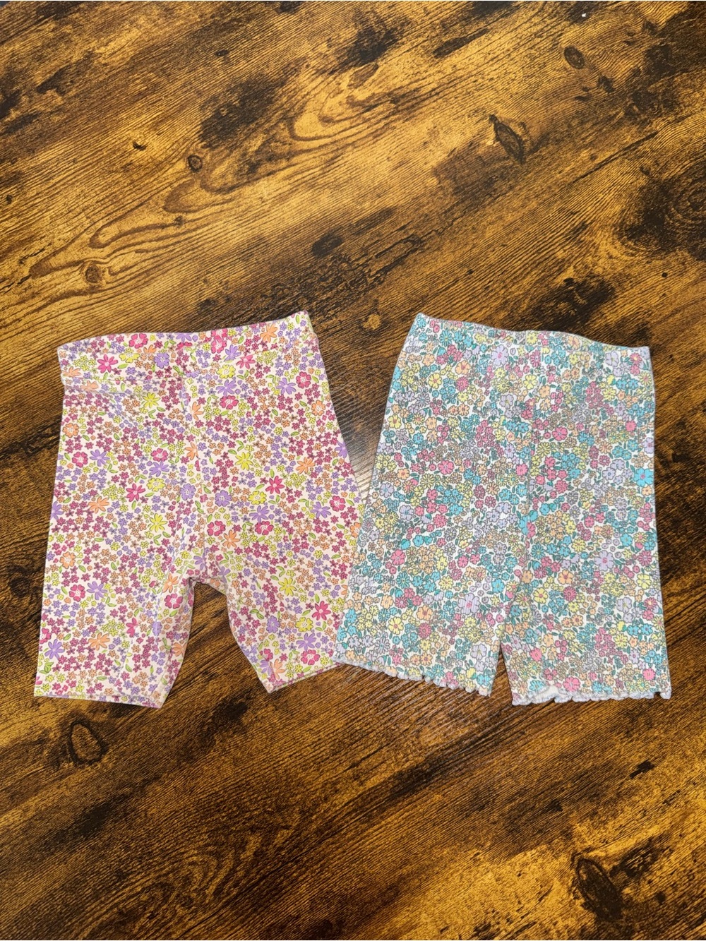 Zara Girls Floral Bike Shorts - Pink, Blue & Yellow Mix